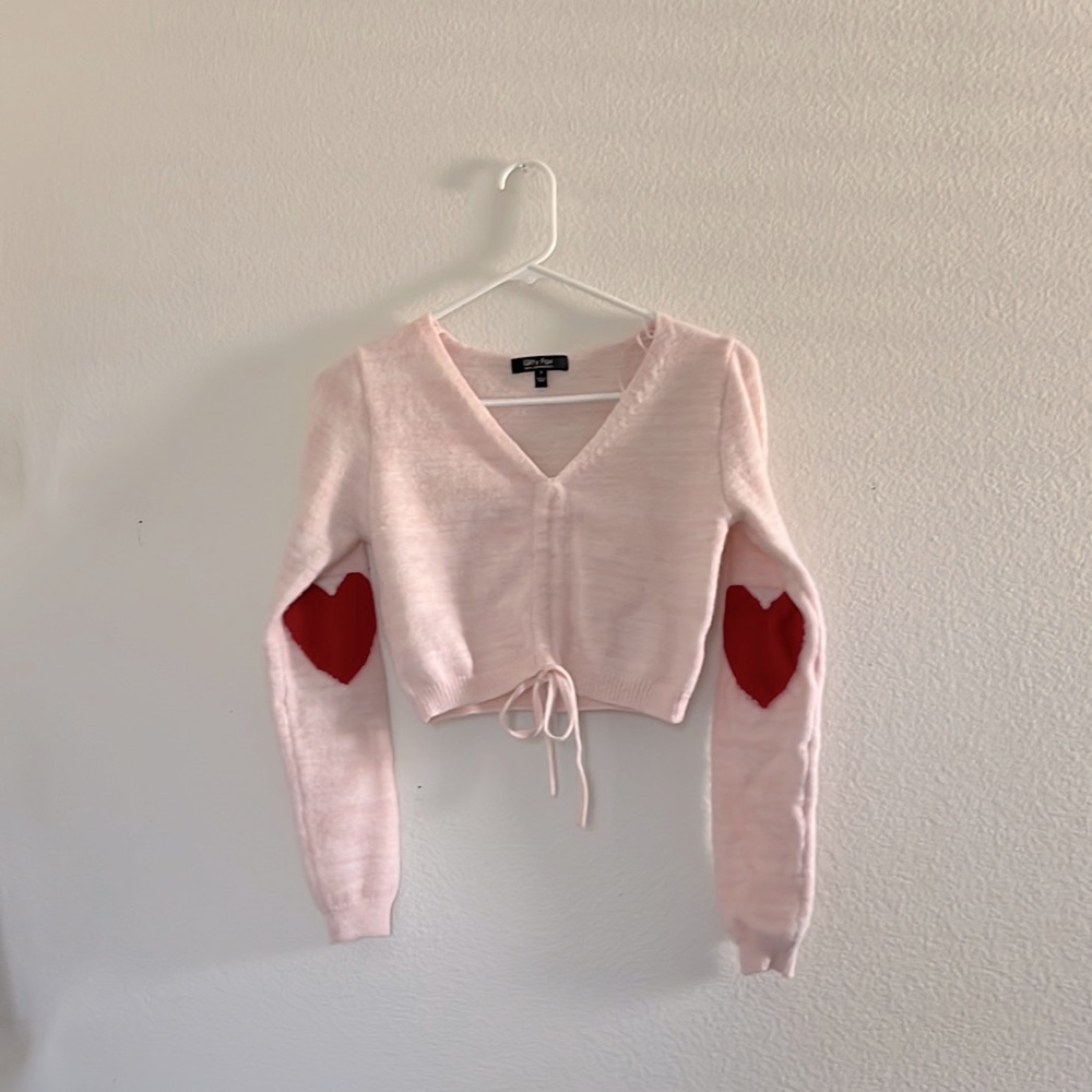Witty Fox | Size S Baby Pink Heart Cardigan
